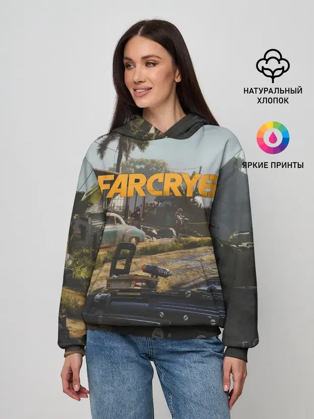 Женское худи с принтом «First-person shooter — Far Cry 6 game art»