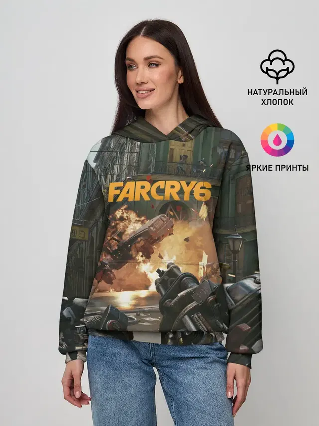 Женское худи с принтом «Explosion — Far Cry 6 gameplay art»