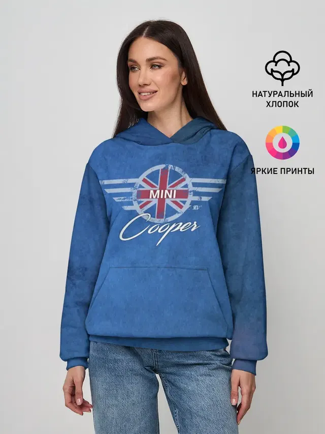 Женское худи с принтом «Mini Cooper — Логотип Mini.»
