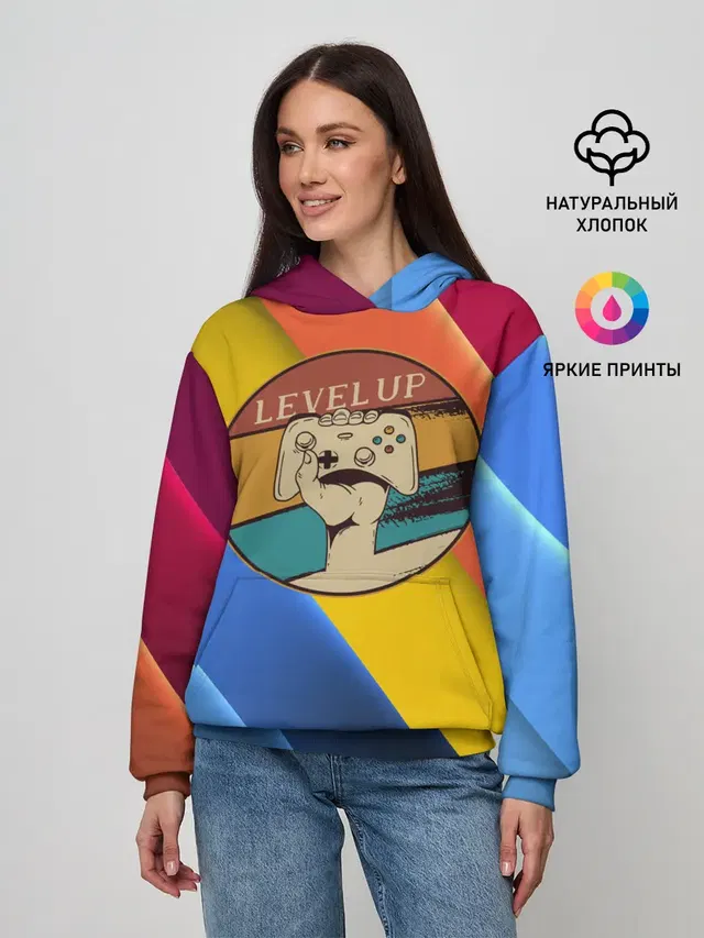 Женское худи с принтом «Джойстик Level Up»