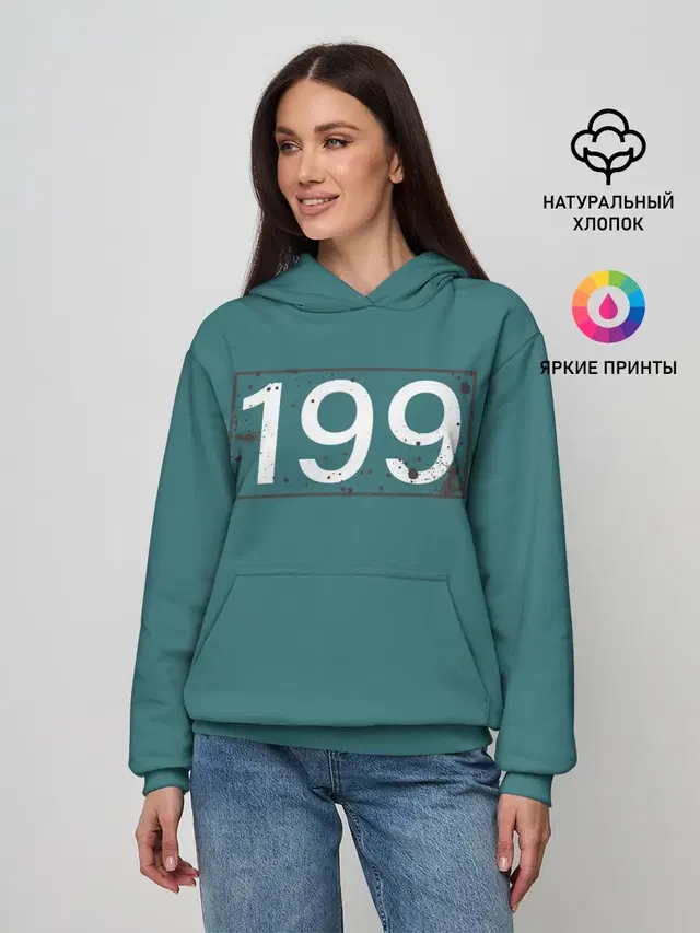 Женское худи с принтом «Игра в кальмара — Игрок в кальмара 199»