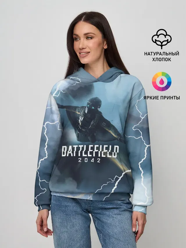 Женское худи с принтом «Wingsuit Battlefield 2042»