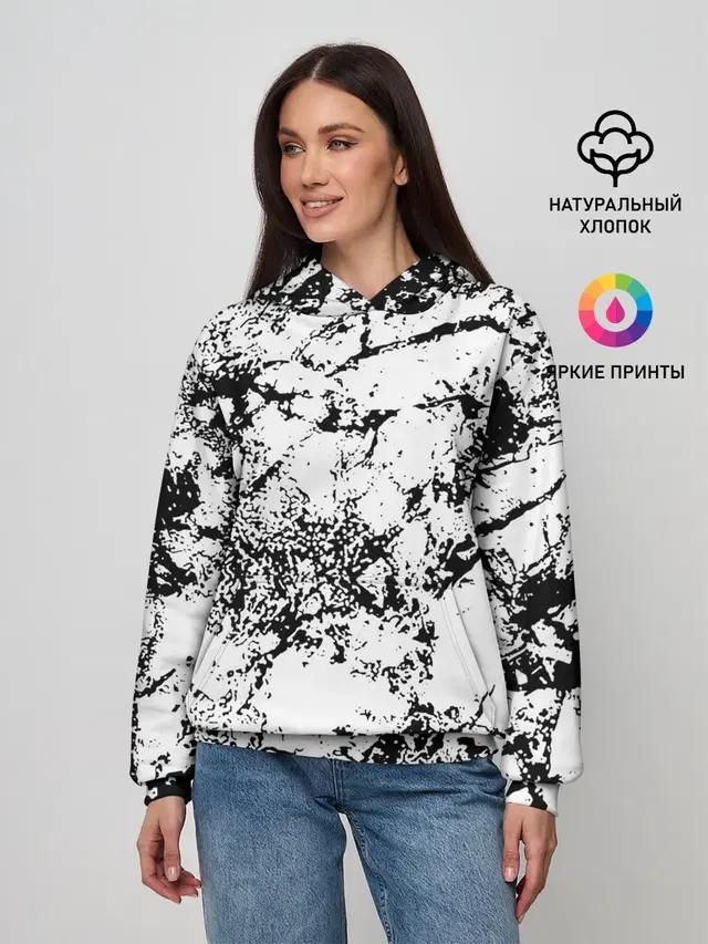 Женское худи с принтом «Urban Style — Эффект линогравюры»