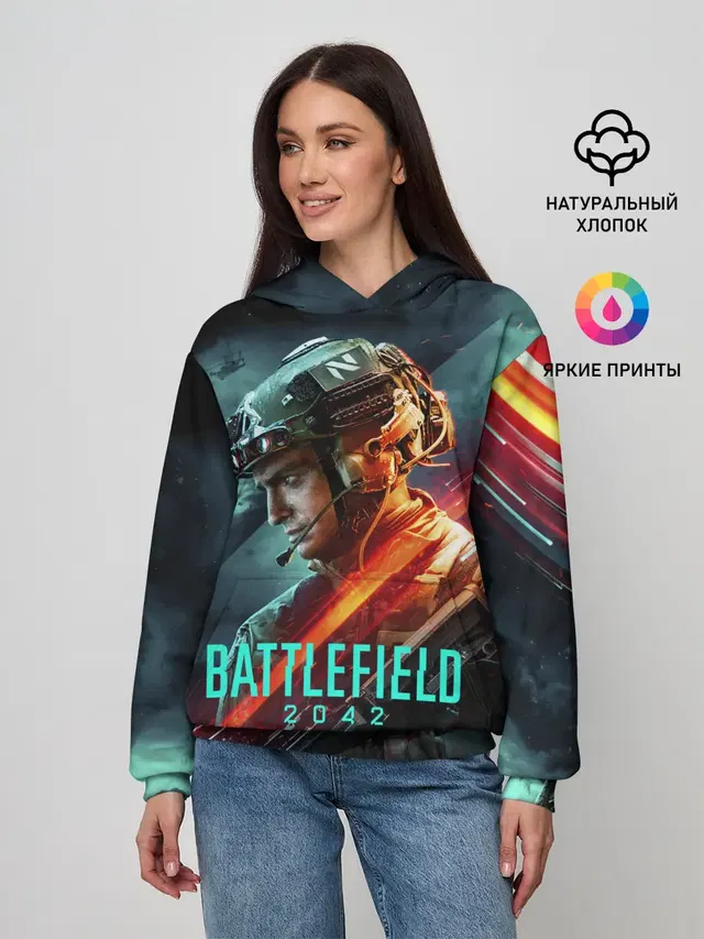 Женское худи с принтом «Battlefield 2042 game art»