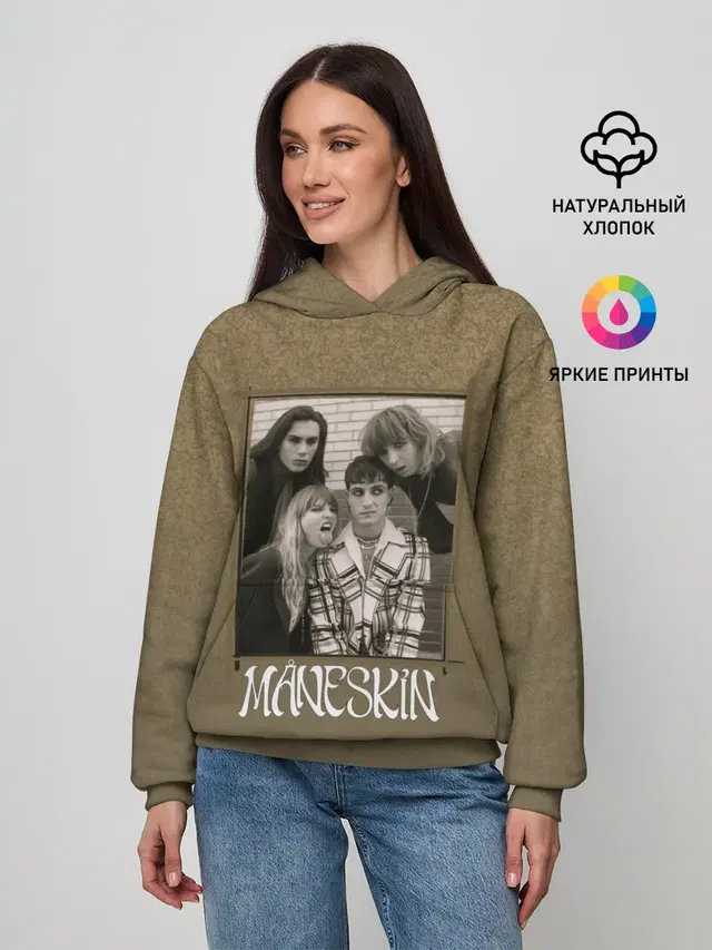 Женское худи с принтом «Maneskin — Maneskin на зоолоте»