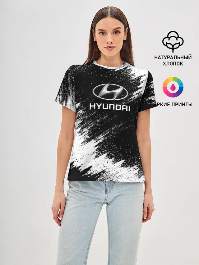 Женская базовая футболка с принтом «Hyundai»