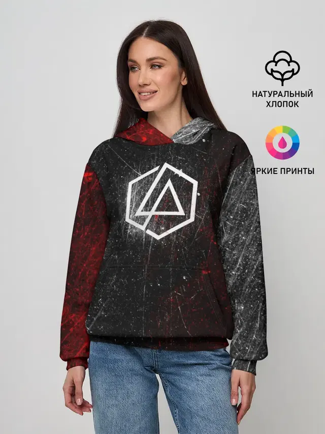 Женское худи с принтом «Hexagon — Linkin Park Logo»