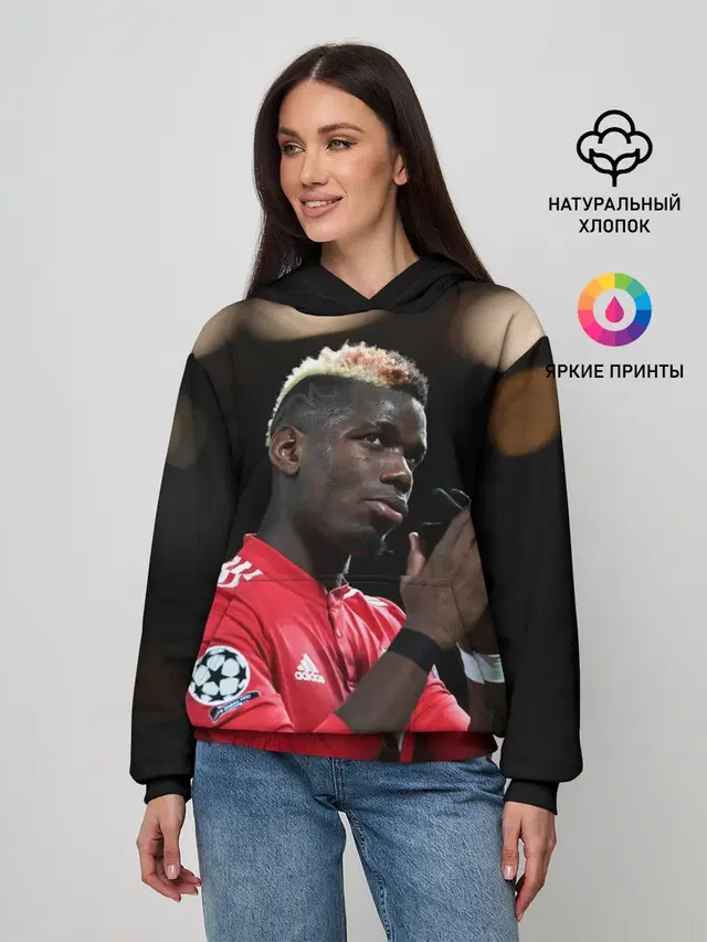 Женское худи с принтом «Манчестер Юнайтед — Поль Погба, Pogba»