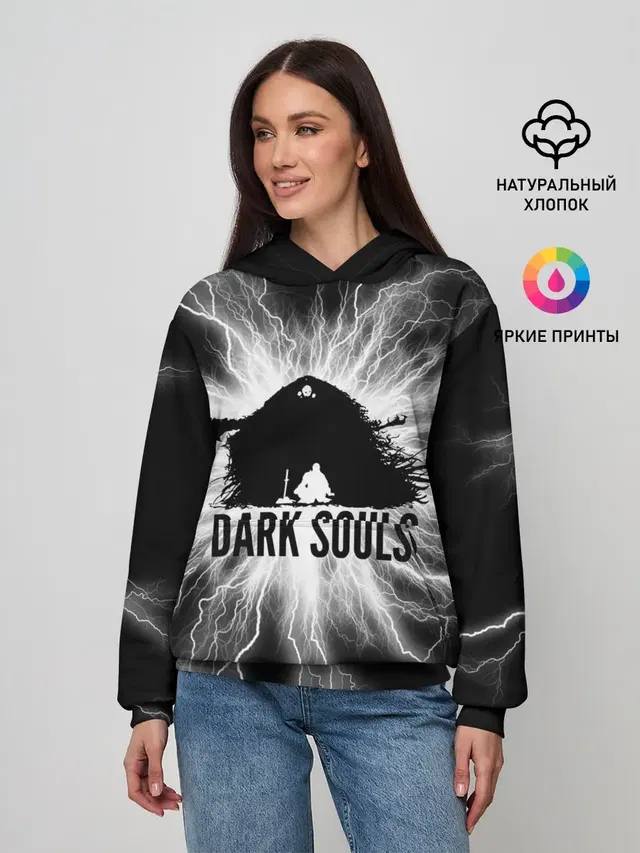 Женское худи с принтом «dark souls remastered,»