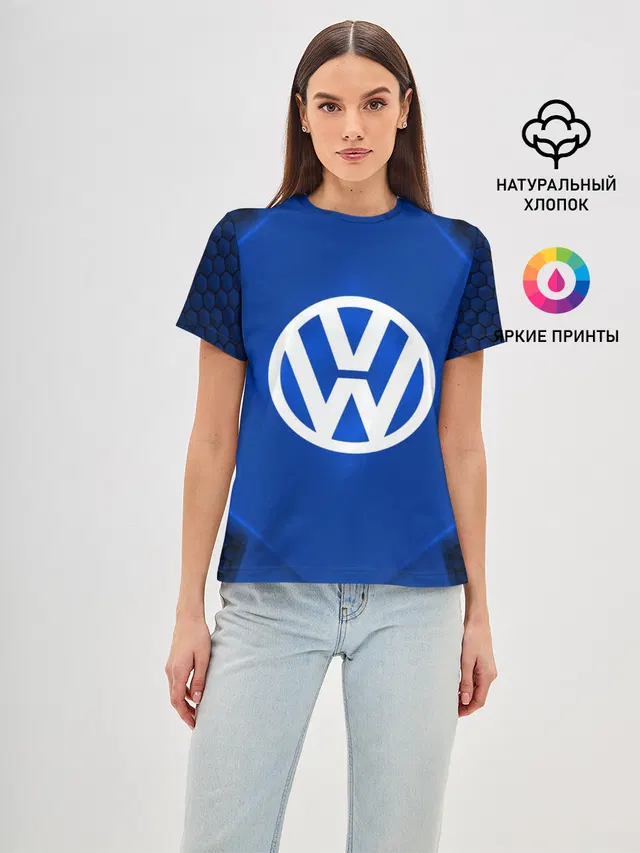 Женская базовая футболка с принтом «Volkswagen — Volkswagen SPORT»