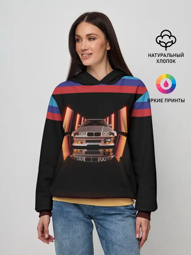 Женское худи с принтом «BMW — БЭХА Мка — BMW M»