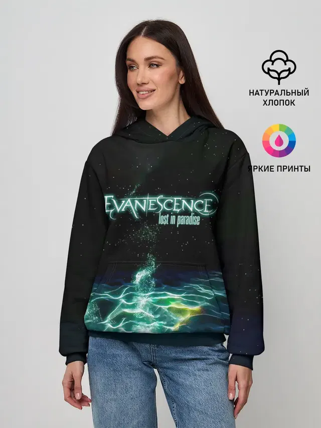 Женское худи с принтом «Evanescence — Evanescence lost in paradise»