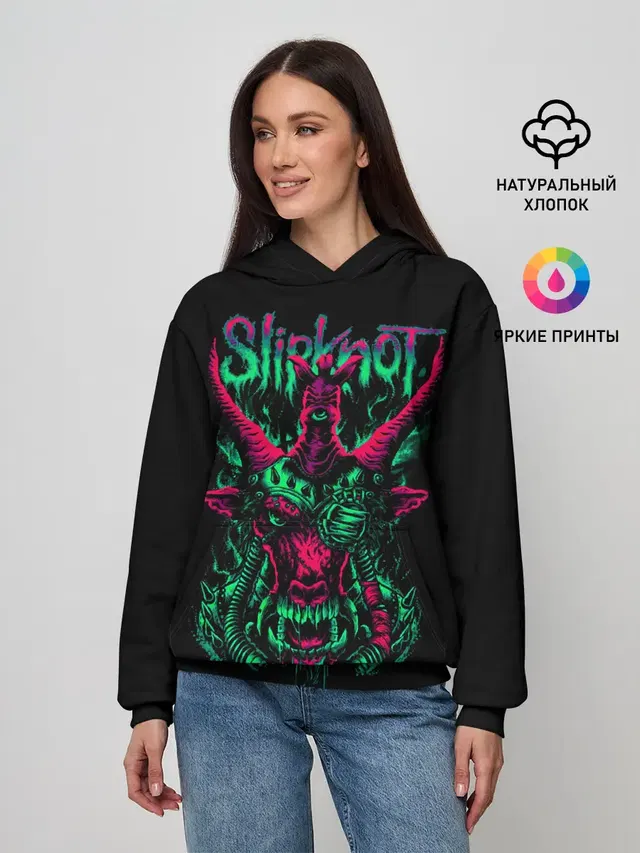 Женское худи с принтом «Slipknot криповый козел»