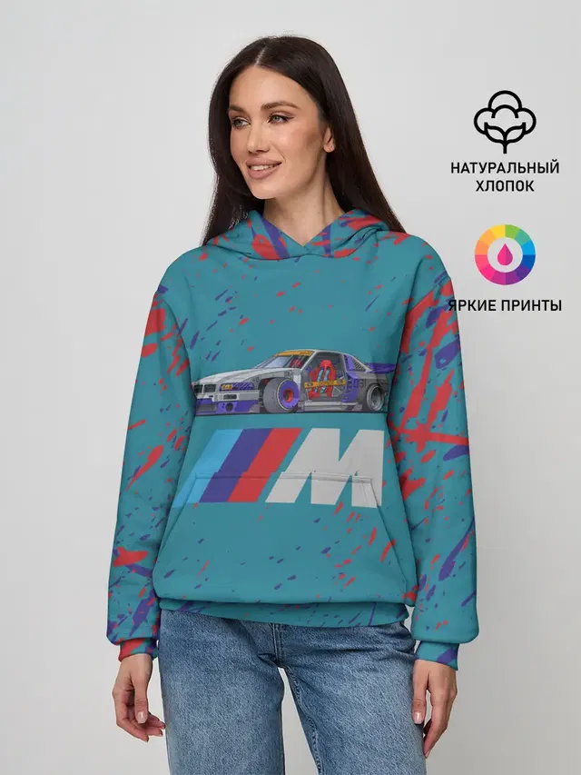 Женское худи с принтом «BMW — БЭХА КОРЧ»