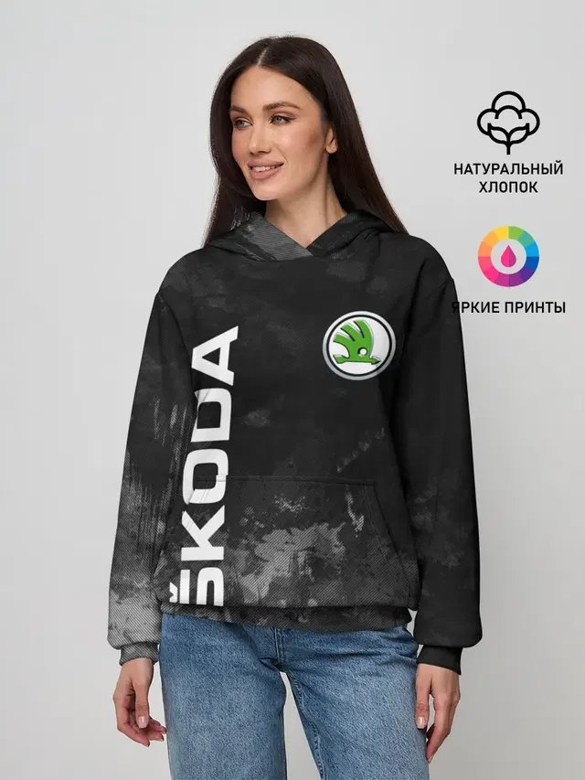 Женское худи с принтом «Skoda — SKODA АВТО»