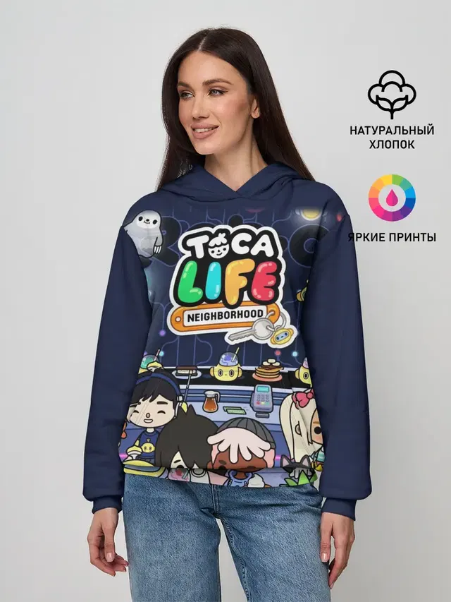 Женское худи с принтом «Toca Boca — TOKA LIFE ПЕРСОНАЖИ»