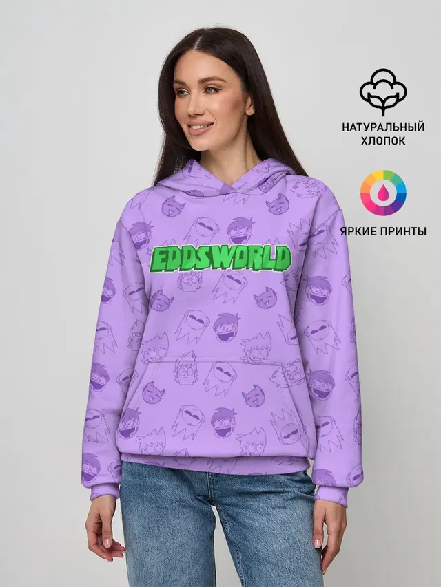 Женское худи с принтом «Eddsworld — Pattern EDDSWORLD»