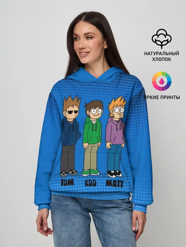 Женское худи с принтом «Eddsworld — Tom Edd Matt»
