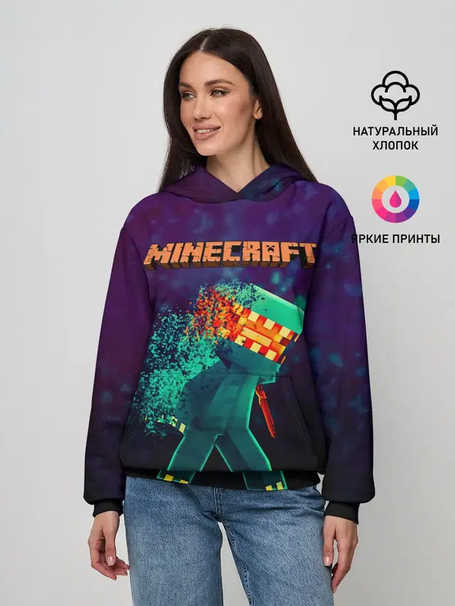 Женское худи с принтом «Майнкрафт — Minecraft АНАРХИЯ»