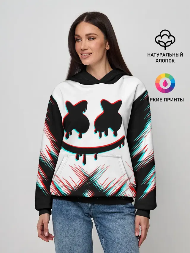 Женское худи с принтом «Marshmello — MARSHMELLO HALLOWEEN.»