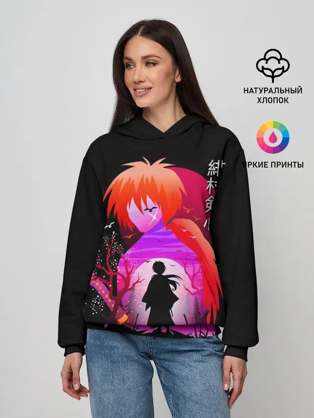 Женское худи с принтом «Rurouni Kenshin»