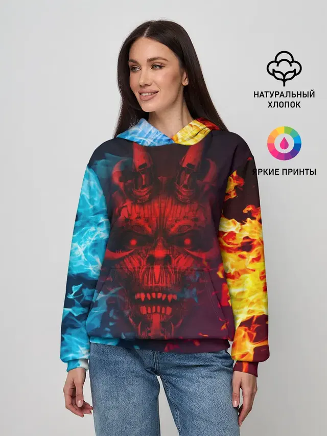 Женское худи с принтом «Diablo Fire Ice»