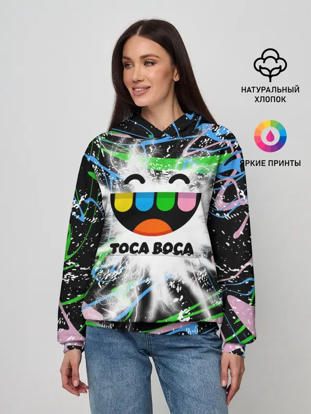 Женское худи с принтом «Toca Boca — Toca Boca: Весельчак.»