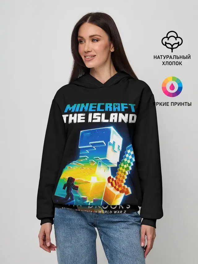 Женское худи с принтом «Майнкрафт — MINECRAFT THE ISLAND»