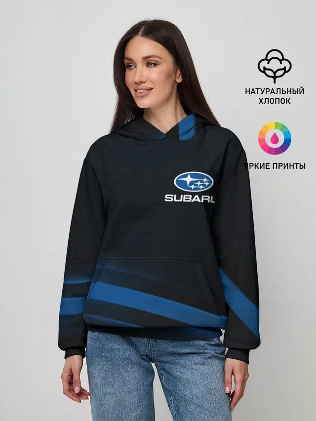 Женское худи с принтом «Subaru, sport style»