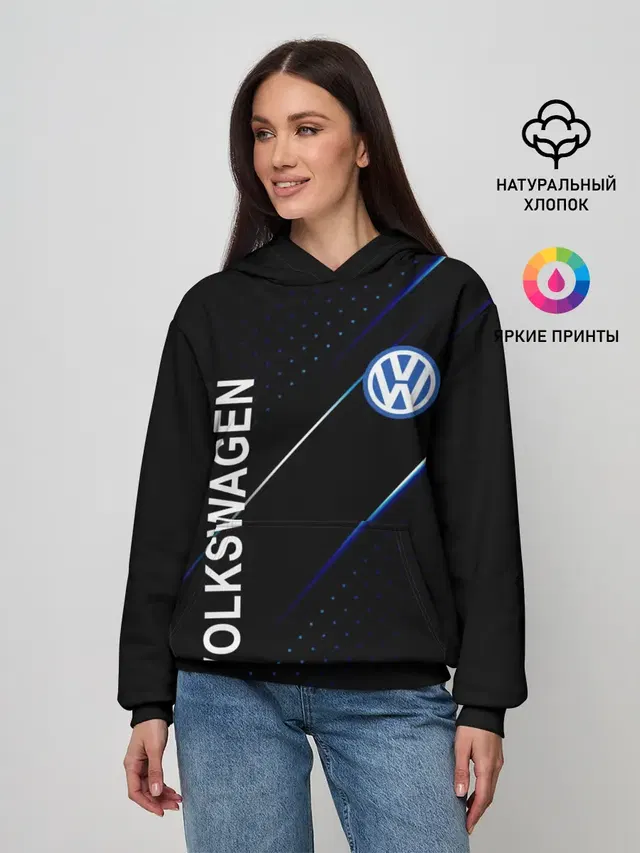 Женское худи с принтом «Volkswagen, sport style»