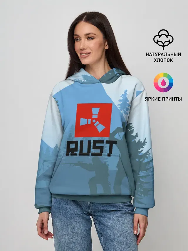 Женское худи с принтом «Rust — Выживалка Раст»