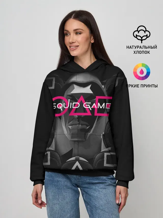Женское худи с принтом «Игра в кальмара — Squid game: masks»
