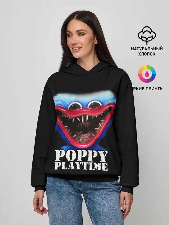 Женское худи с принтом «Poppy Playtime — Poppy Playtime ХАГГИ ВАГГИ»