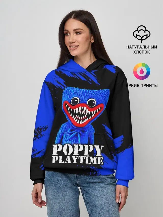 Женское худи с принтом «Poppy Playtime — ХАГГИ ВАГГИ»