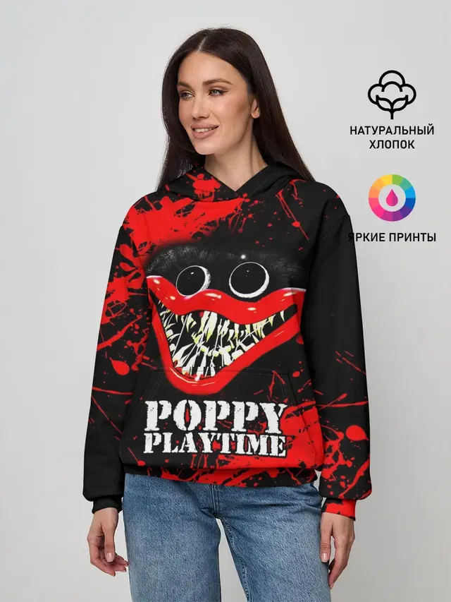 Женское худи с принтом «Poppy Playtime — ХАГГИ ВАГГИ»