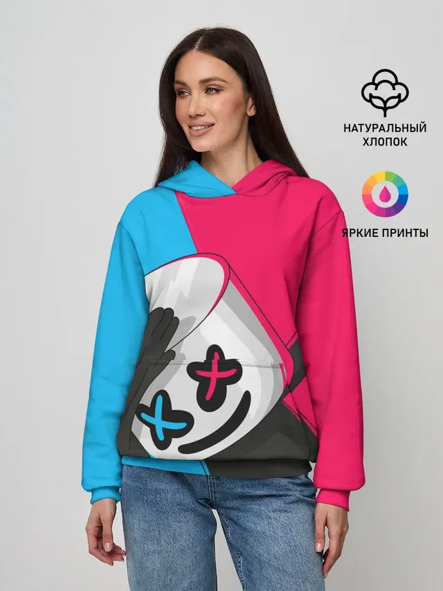 Женское худи с принтом «Marshmello — New Marshmello»