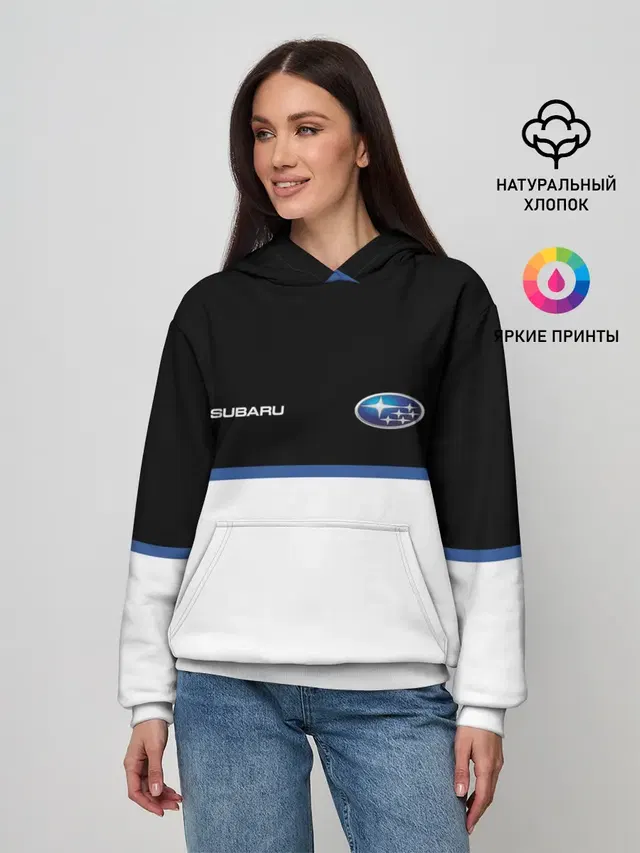 Женское худи с принтом «Subaru — Два цвета»