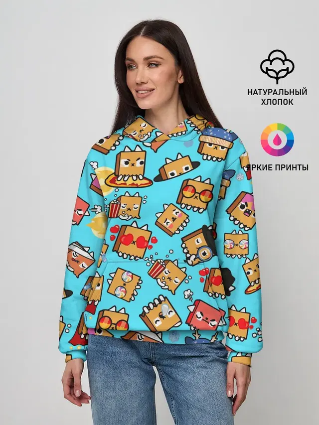 Женское худи с принтом «Toca Boca — PAPER BAG CAT TOCA BOCA — TOCA LIFE WORLD»