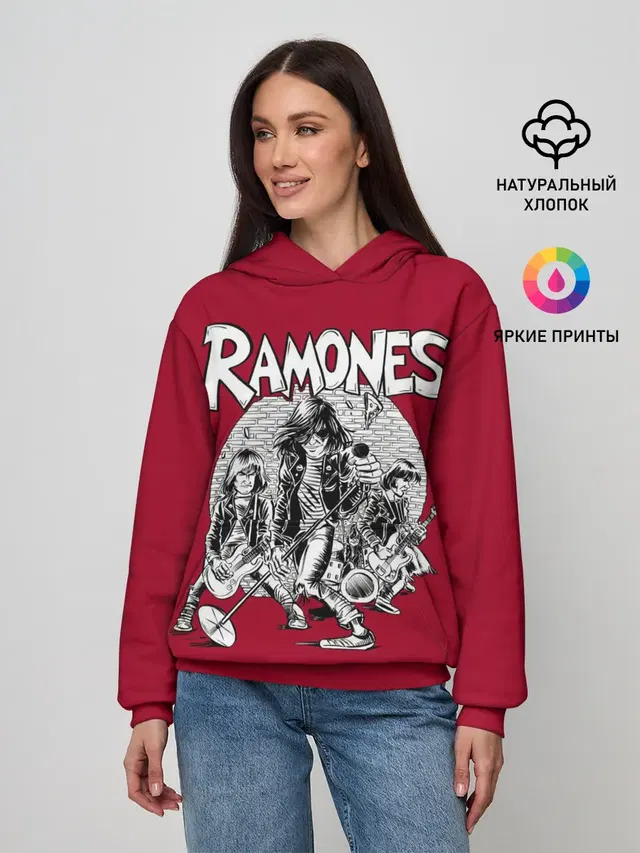 Женское худи с принтом «Ramones — BW Ramones»