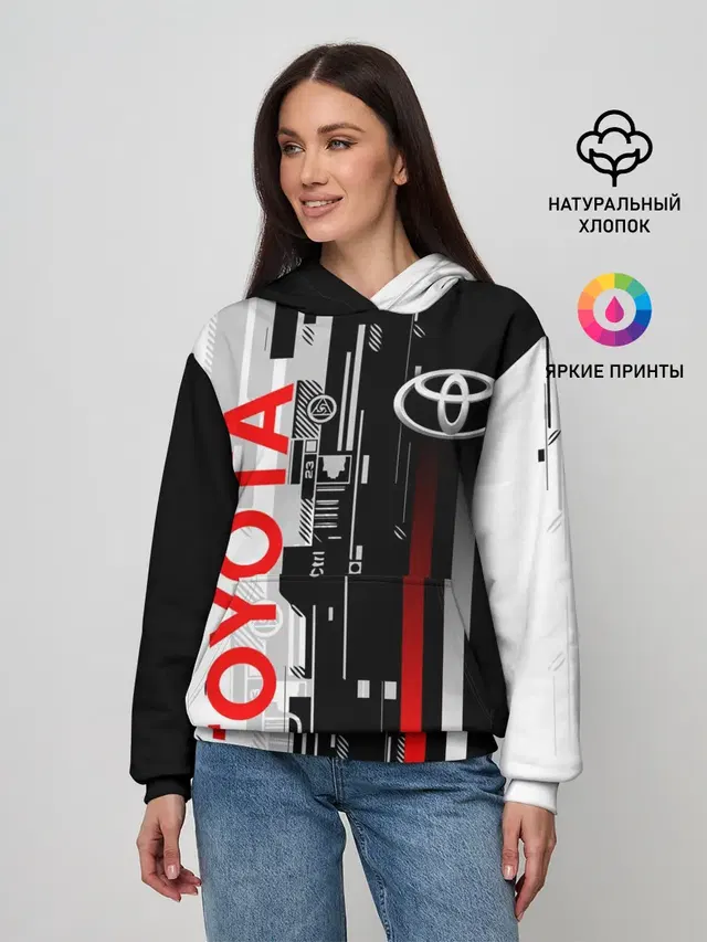 Женское худи с принтом «Тойота — TOYOTA SORT — TOYOTA TECHNO»