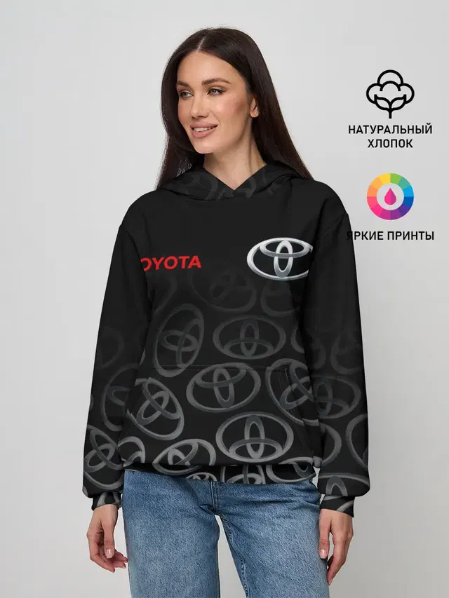 Женское худи с принтом «Тойота — TOYOTA SPORT — LOGOBOMBING»