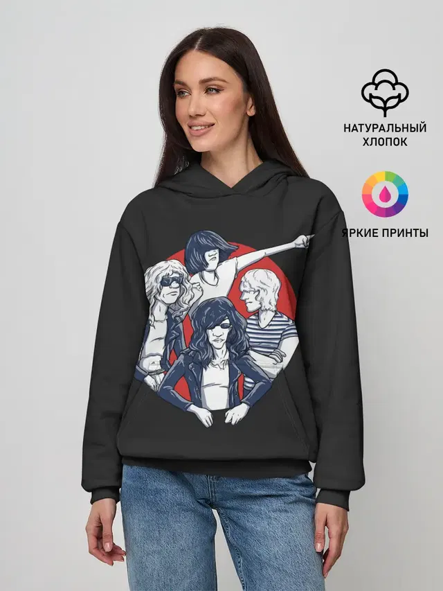 Женское худи с принтом «Ramones — Рамонс в сборе»