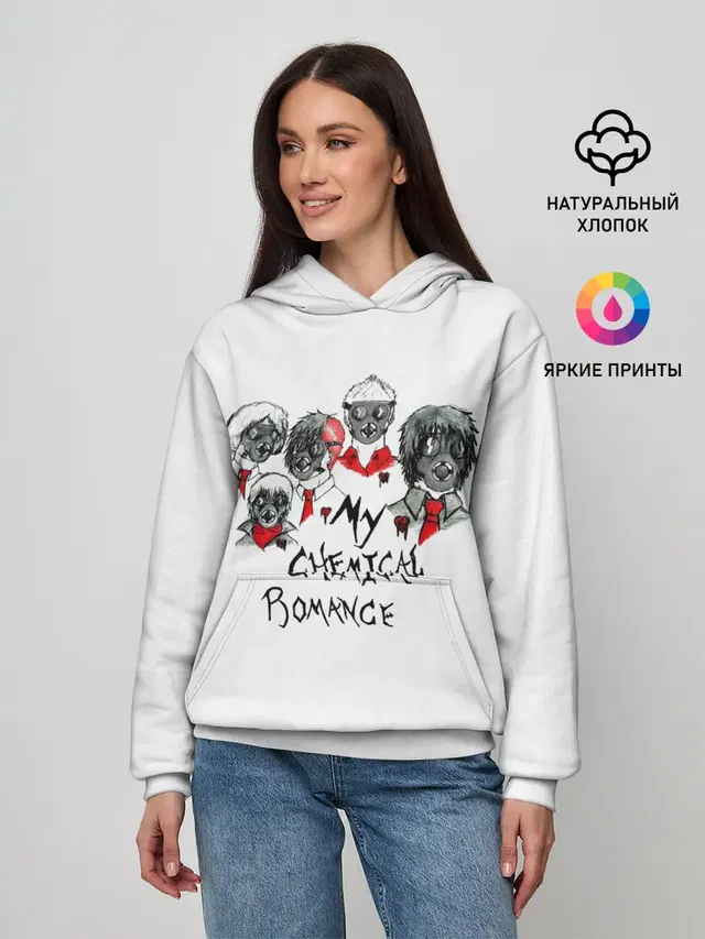 Женское худи с принтом «My Chemical Romance — Группа My Chemical Romance в противогазах»