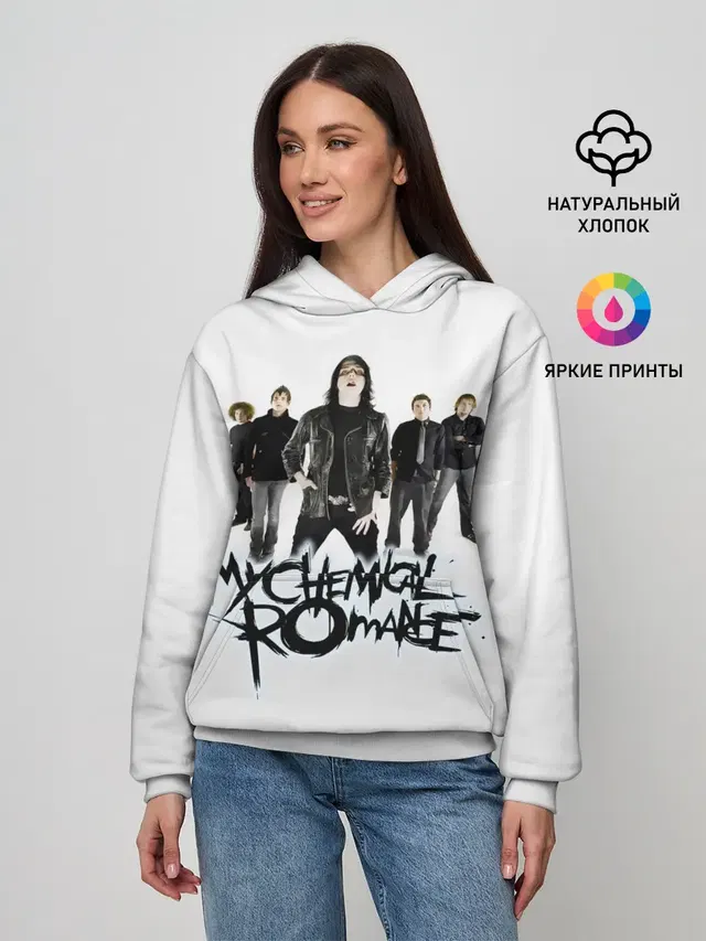 Женское худи с принтом «My Chemical Romance — Участники группы My Chemical Romance»