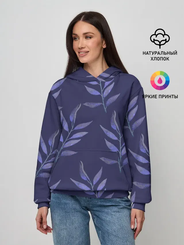 Листья на темно синем фоне