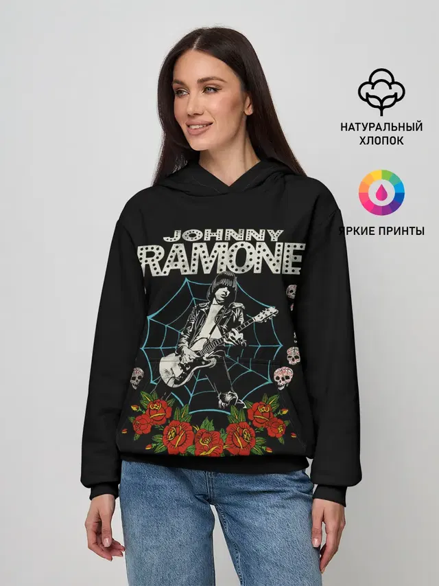 Женское худи с принтом «Ramones — Джонни в деле»