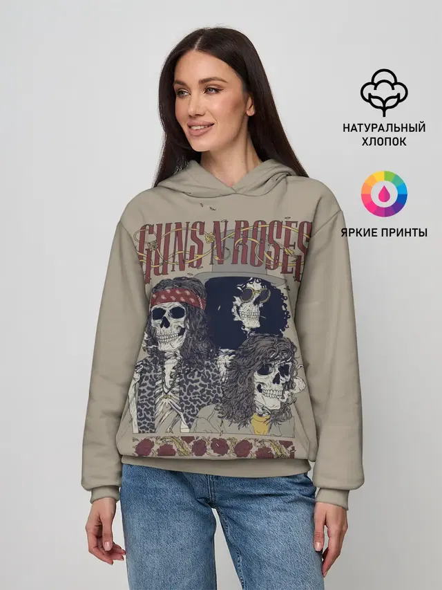 Женское худи с принтом «GNR Skeletons»