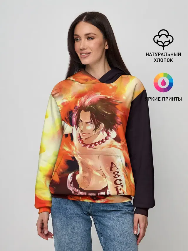 Женское худи с принтом «Ван Пис — ONE PIECE ASCE HERO»