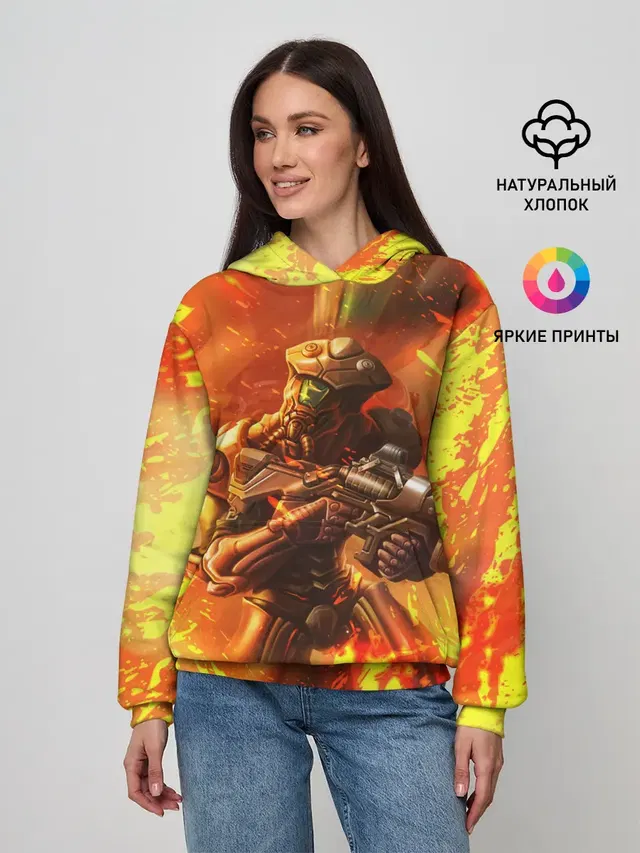 Женское худи с принтом «Дум — Doom ART»