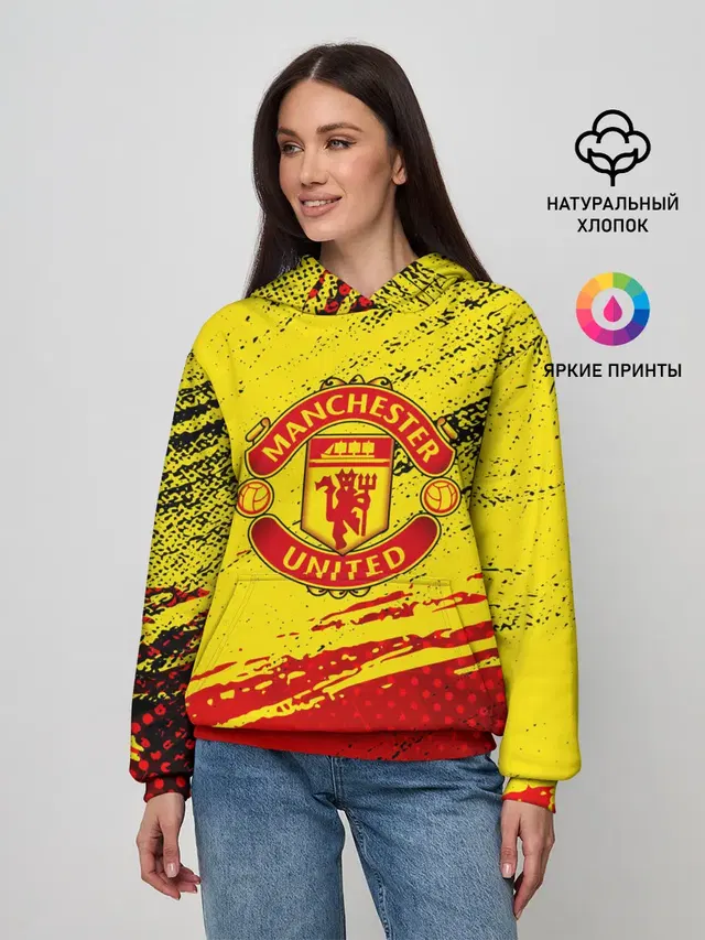Женское худи с принтом «Манчестер Юнайтед — Manchester United Футбольный клуб.»